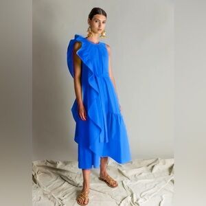 Psophia Cobalt Blue Ruffle Dress